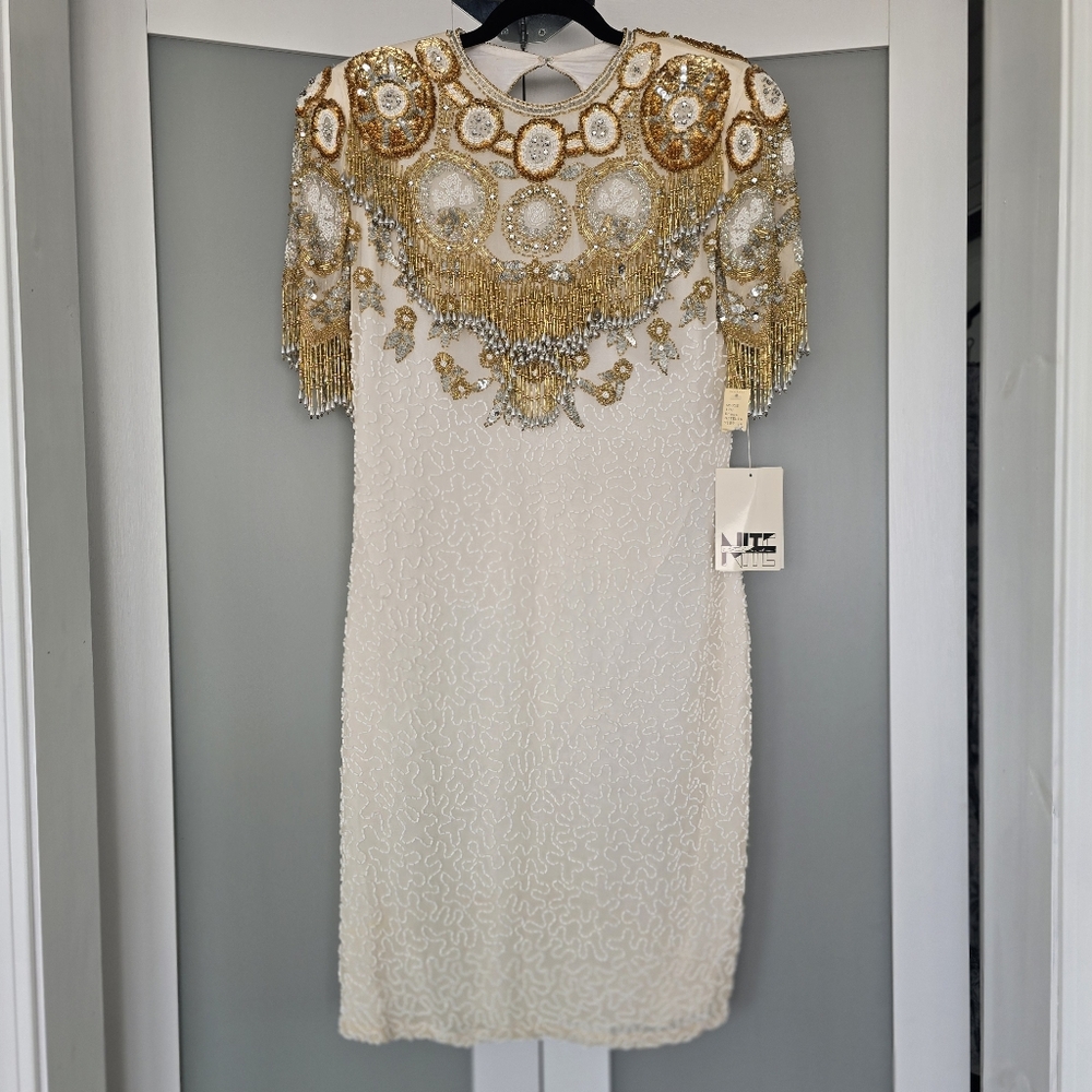 NWT Hand Beaded Vintage Gown - Picture 5 of 17